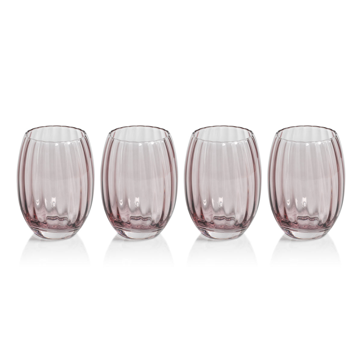 Madden Blush Stemless Glasses, Set 4 - Glass Side View | Bone & Brass