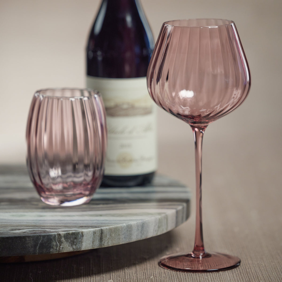 Madden Blush Stemless Glasses, Set 4 - Glass View | Bone & Brass