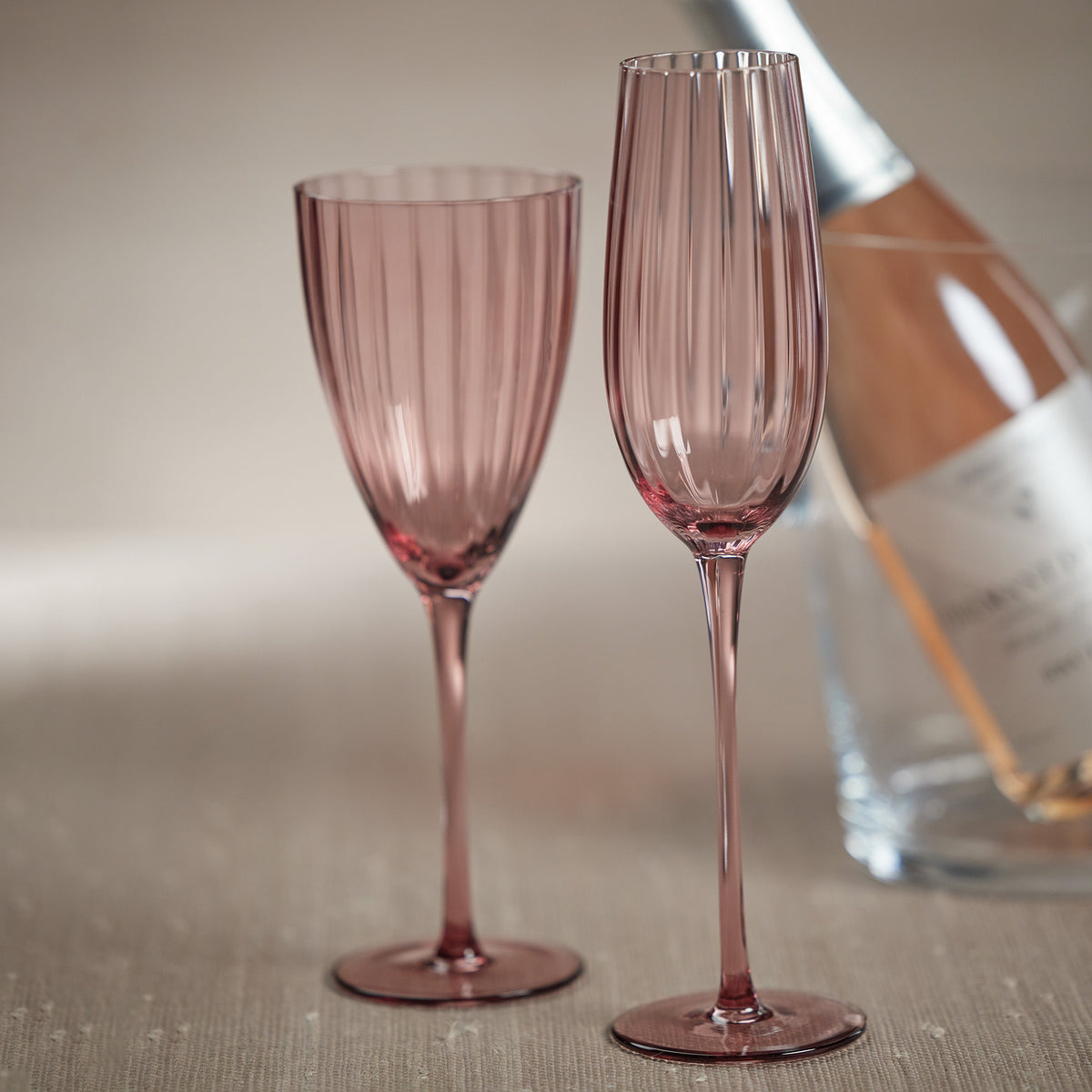 Madden Blush White Wine Glasses, Set 4 - Glass Bowl Detail | Bone & Brass