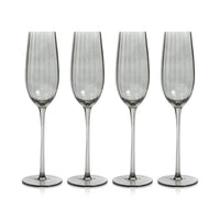 Madden Grey Champagne Flutes, Set 4 - Glass Stem Detail | Bone & Brass