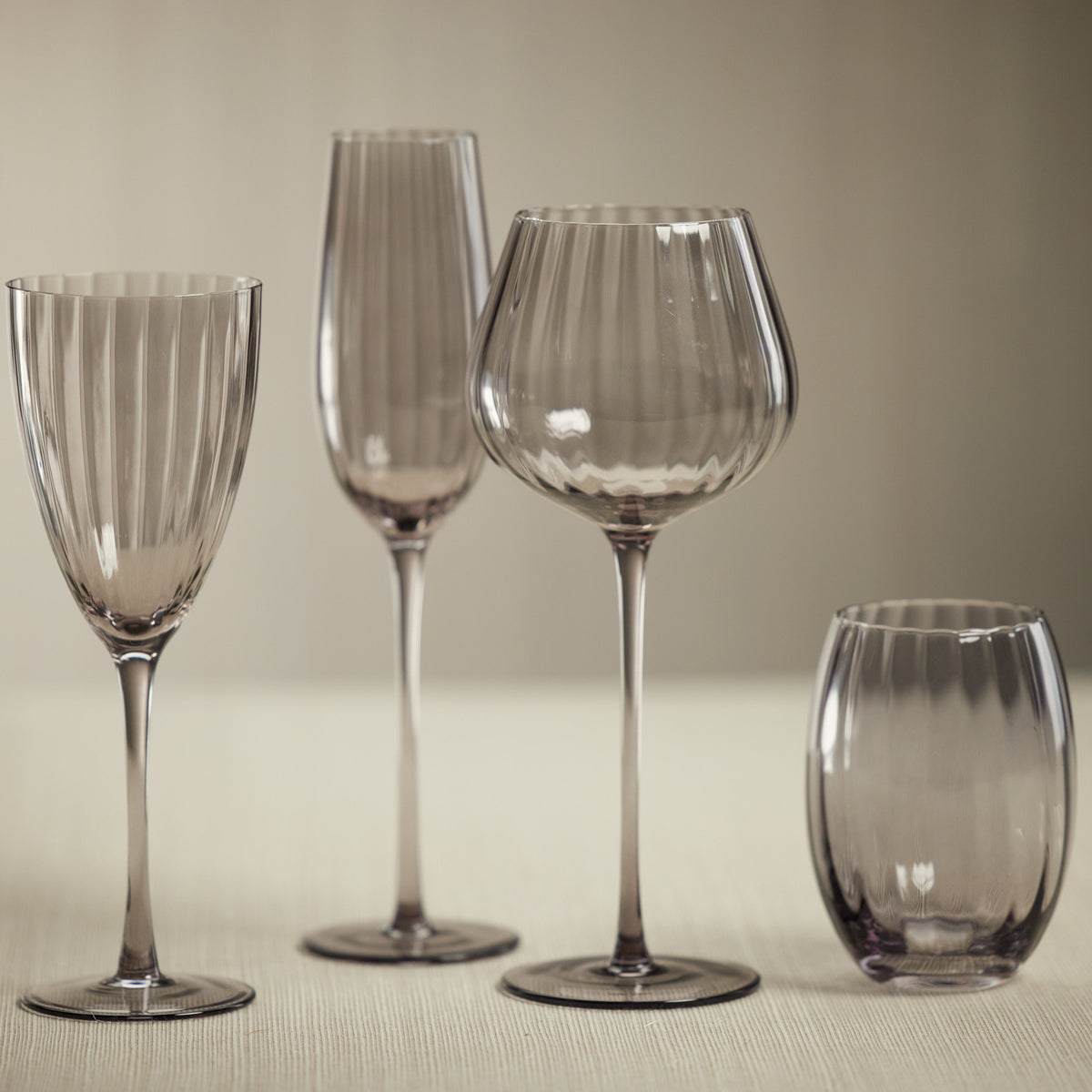 Madden Grey Champagne Flutes, Set 4 - Glass Bowl Detail | Bone & Brass