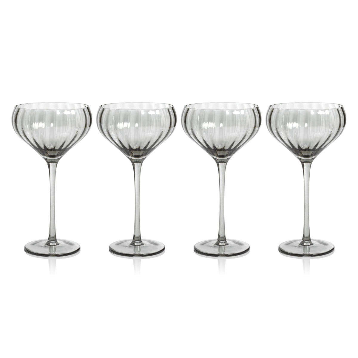 Madden Grey Cocktail Glasses, Set 4 - Glass Side View | Bone & Brass