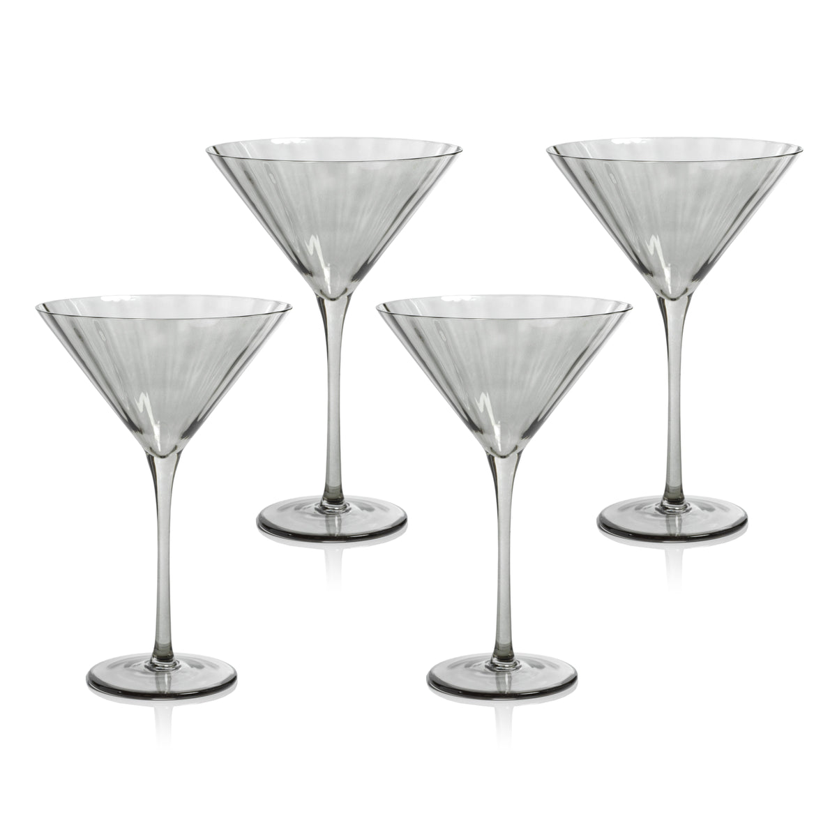 Madden Grey Martini Glasses, Set 4 - Glass Stem Detail | Bone & Brass