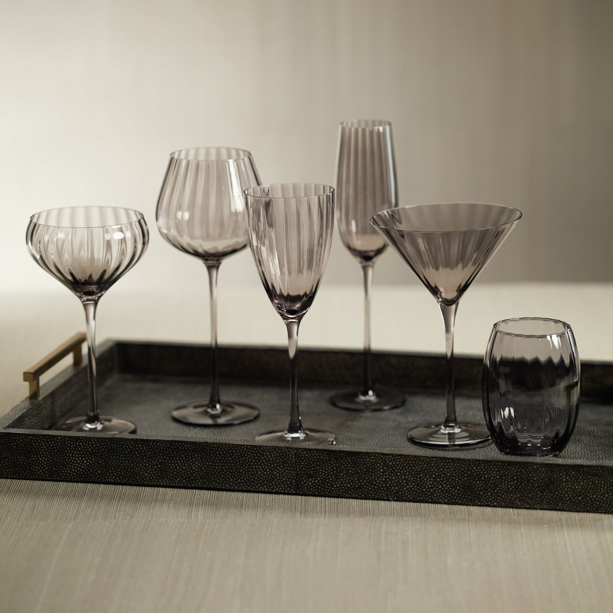 Madden Grey Martini Glasses, Set 4 - Glass Close Up | Bone & Brass