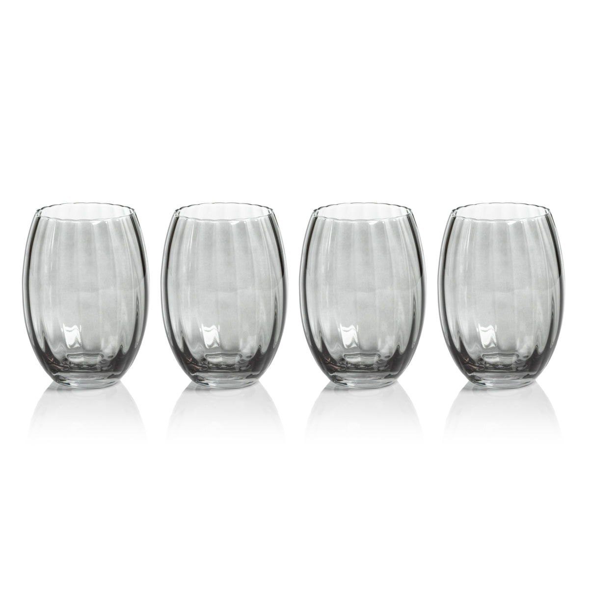 Madden Grey Stemless All-Purpose Glasses, Set 4 - Glass Side View | Bone & Brass