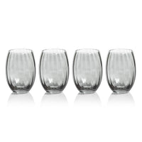 Madden Grey Stemless All-Purpose Glasses, Set 4 - Glass Side View | Bone & Brass