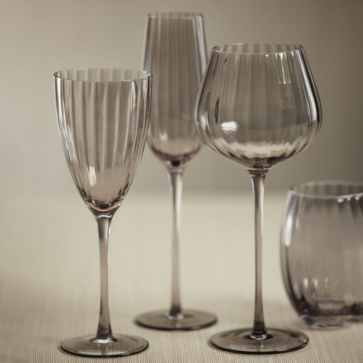 Madden Grey White Wine Glasses, Set 4 - Glass Detail | Bone & Brass