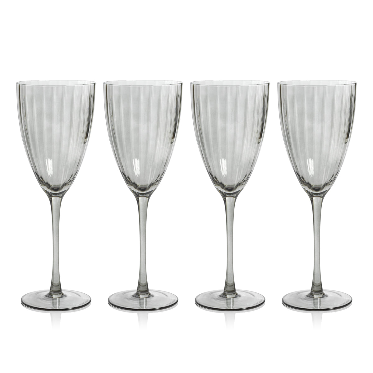 Madden Grey White Wine Glasses, Set 4 - Glass Stem Detail | Bone & Brass