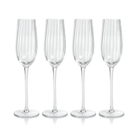 Madden Optic Champagne Flutes, Set 4 - Glass Stem Detail | Bone & Brass