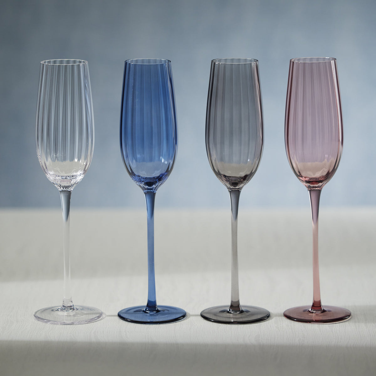 Madden Optic Champagne Flutes, Set 4 - Glass Bowl Detail | Bone & Brass