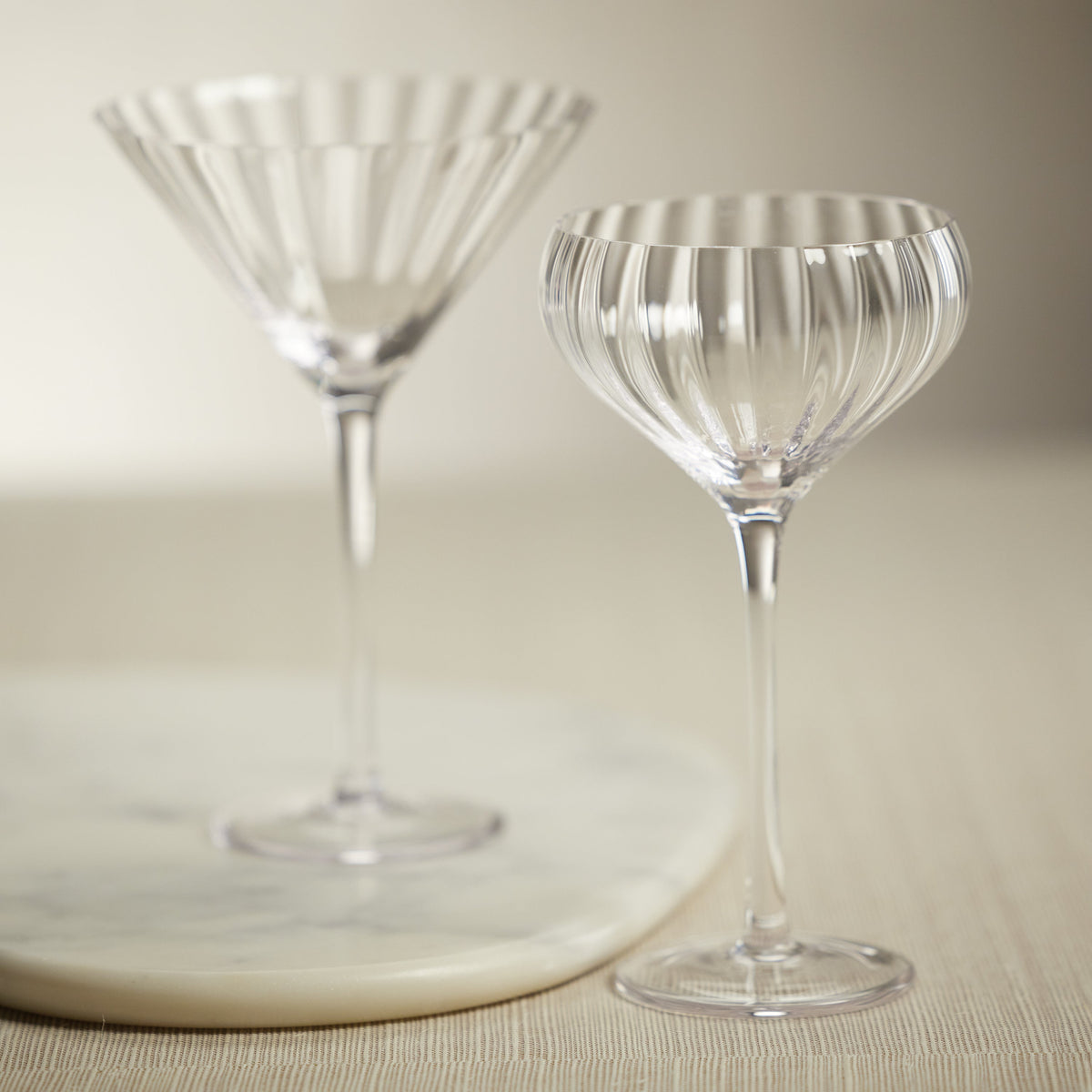 Madden Optic Cocktail Glasses, Set 4 - Glass Side View | Bone & Brass