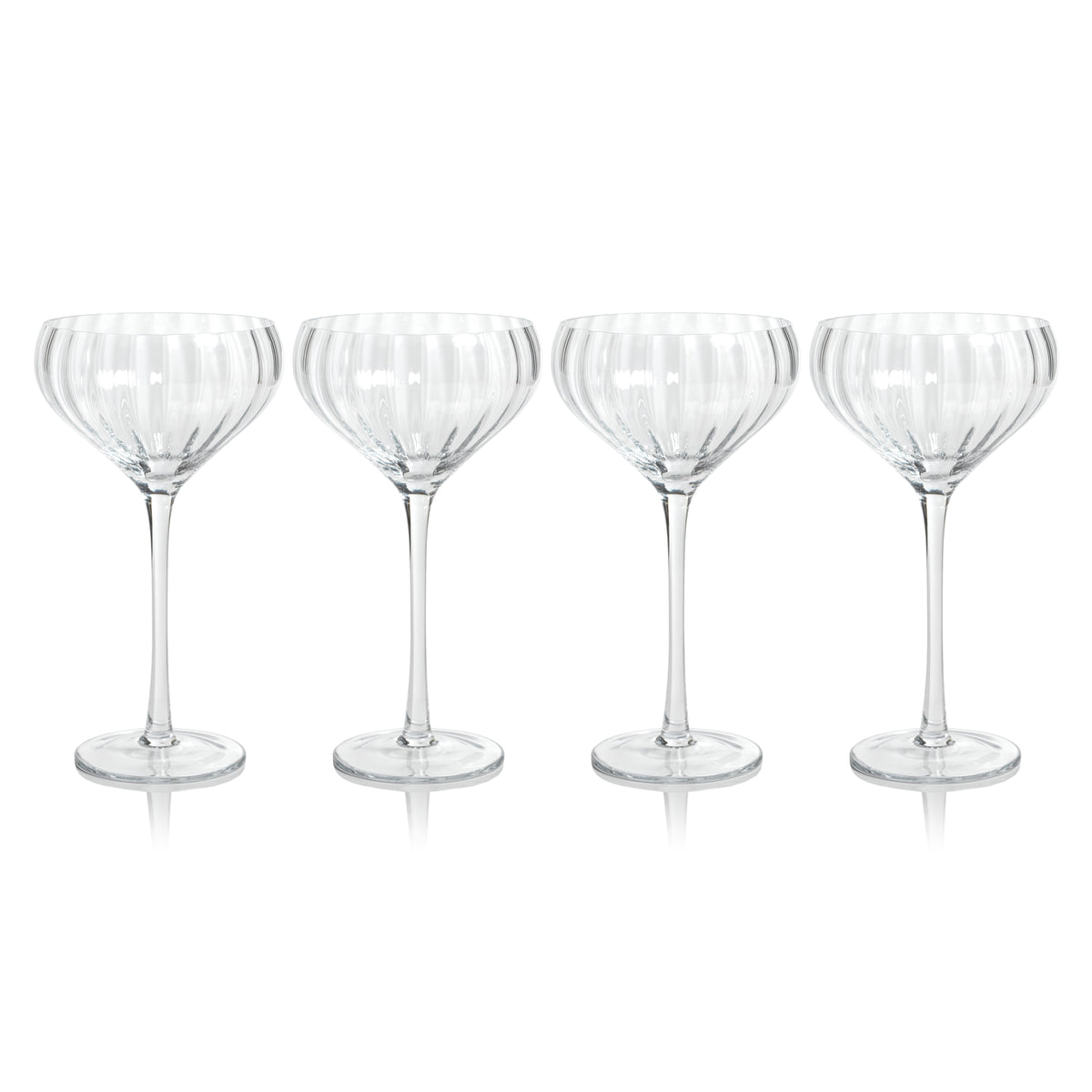 Madden Optic Cocktail Glasses, Set 4 - Glass Close Up | Bone & Brass
