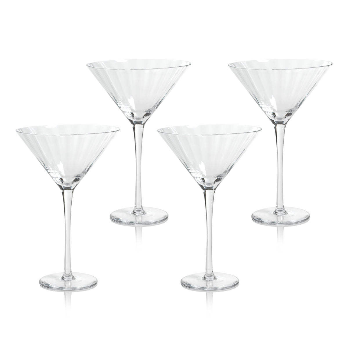 Madden Optic Martini Glasses, Set 4 - Glass Stem Detail | Bone & Brass