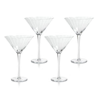Madden Optic Martini Glasses, Set 4 - Glass Stem Detail | Bone & Brass