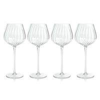 Madden Optic Red Wine Glasses, Set 4 - Glass Stem Detail | Bone & Brass