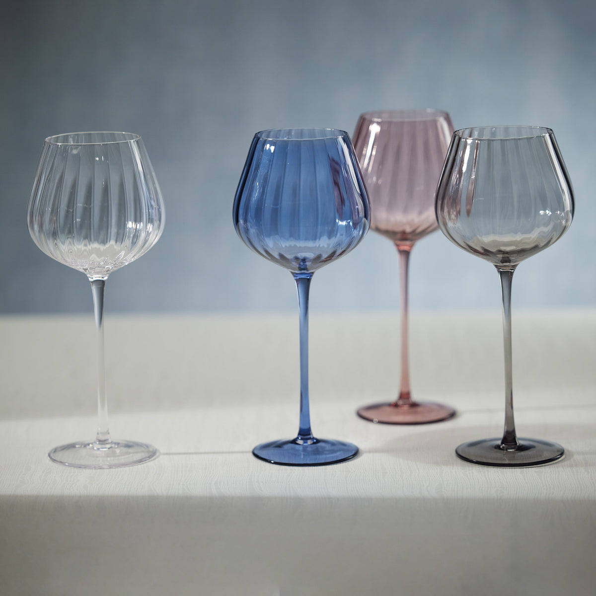 Madden Optic Red Wine Glasses, Set 4 - Glass Bowl Detail | Bone & Brass