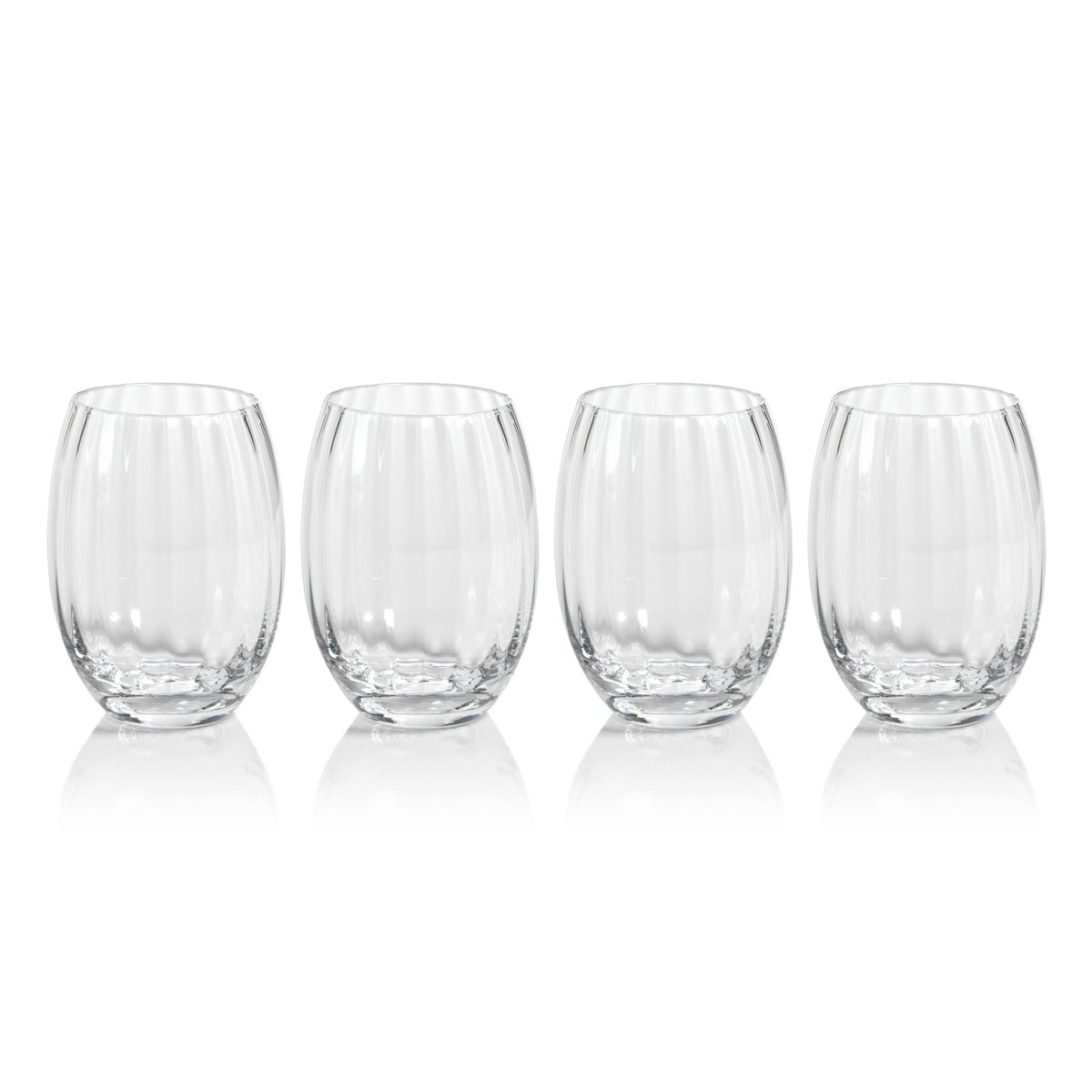 Madden Optic Stemless All-Purpose Glasses, Set 4 - Glass Side View | Bone & Brass
