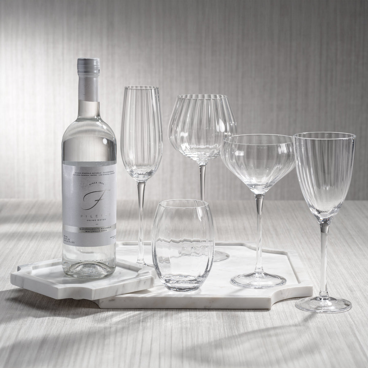Madden Optic Stemless All-Purpose Glasses, Set 4 - Glass View | Bone & Brass