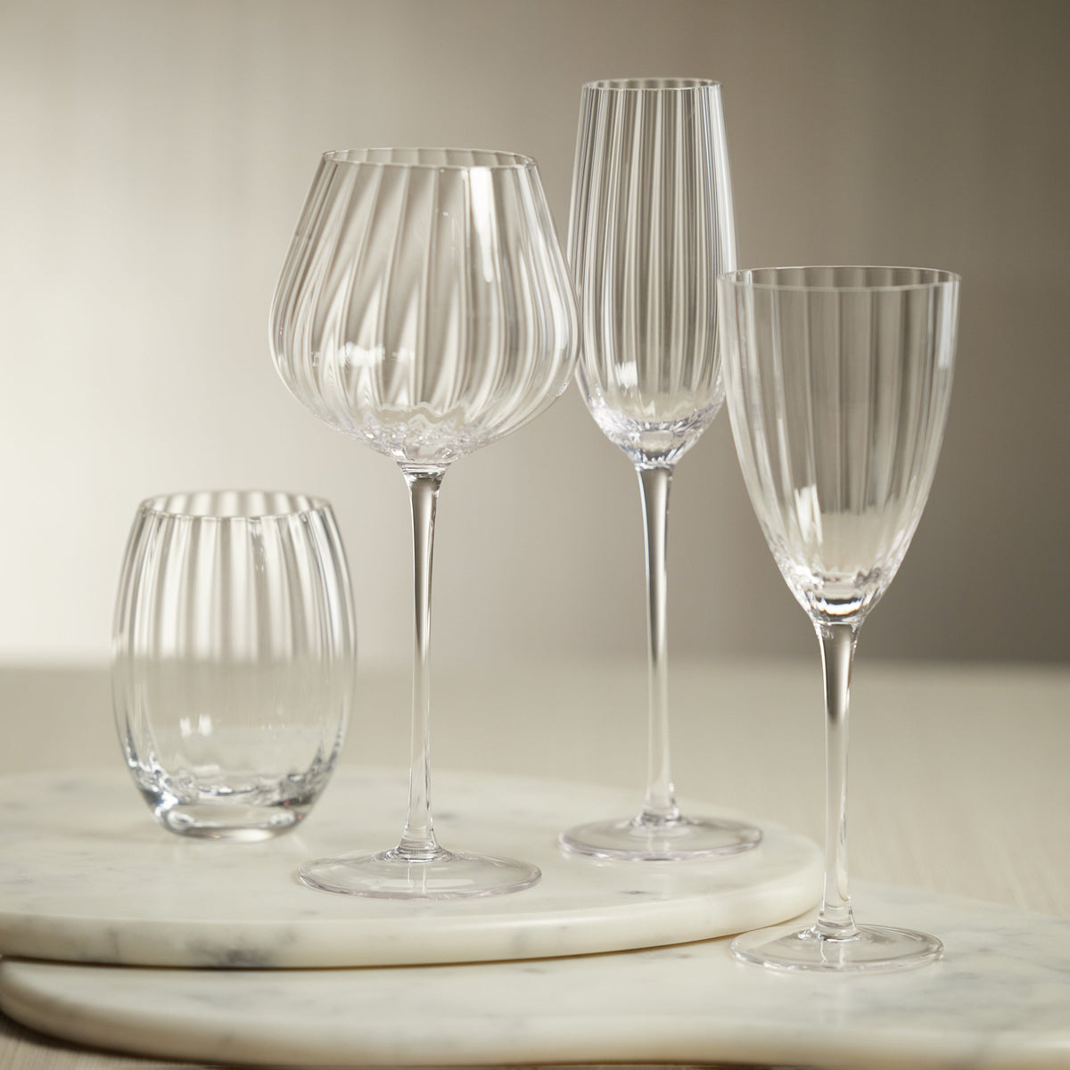 Madden Optic White Wine Glasses, Set 4 - Glass Detail | Bone & Brass
