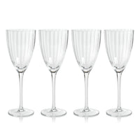 Madden Optic White Wine Glasses, Set 4 - Glass Stem Detail | Bone & Brass