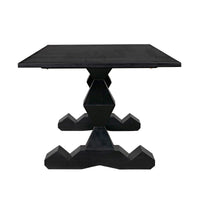 Hand-carved solid mahogany Madeira dining table with a hand-rubbed black finish and unique pedestal base.