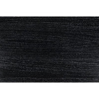 Close-up of a hand-rubbed black mahogany dining table surface with visible wood grain.