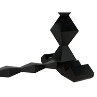 Hand-carved solid mahogany Madeira dining table base with a hand-rubbed black finish and geometric design.