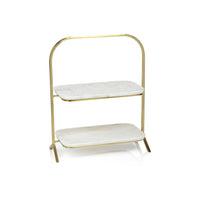 Madeleine 2-Tier Marble Tray Serving Stand | Bone & Brass