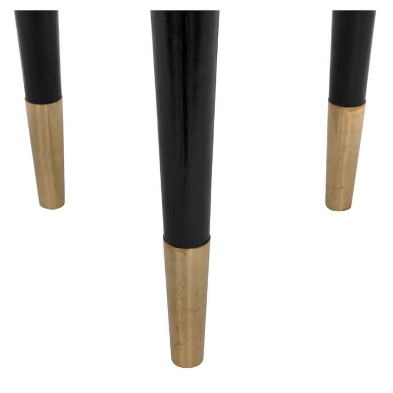 Maggiano Side Table legs: black with brass caps, modern and timeless design.