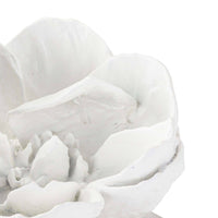 White magnolia bloom objet with textured petals on a crystal base, 5" tall.