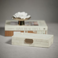 Mahar White Bone Decorative Box w/ Brass Knob - Box Detail | Bone & Brass
