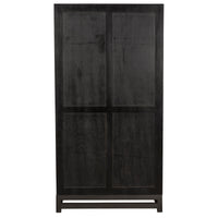 Maharadscha Small Pale hutch, hand-carved burnished mahogany, 81.5"H, with paneled doors.
