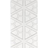 White mahogany hutch door with intricate geometric hand-carved details.