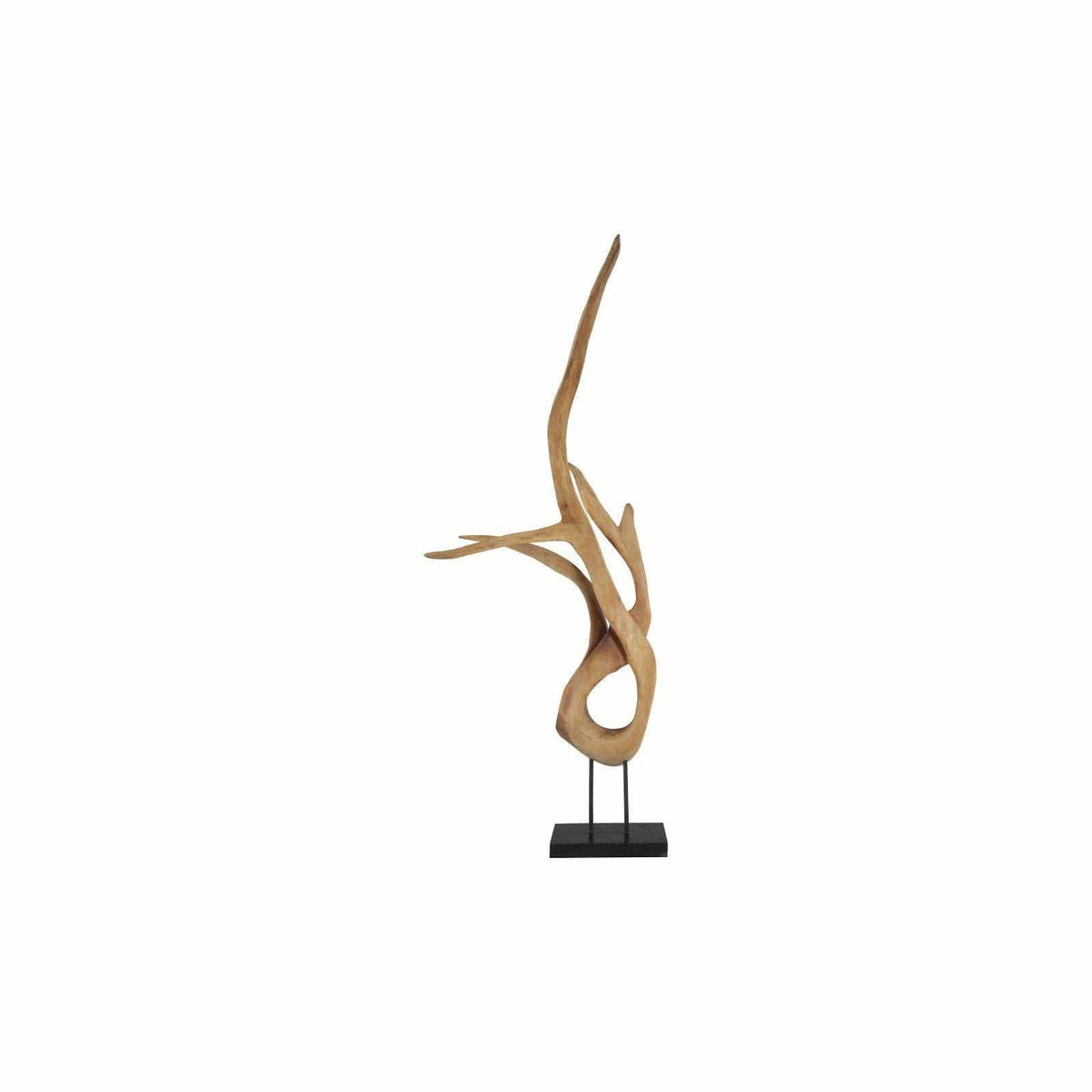 Mahogany Wood Sculpture - Sculpture Side View | Bone & Brass