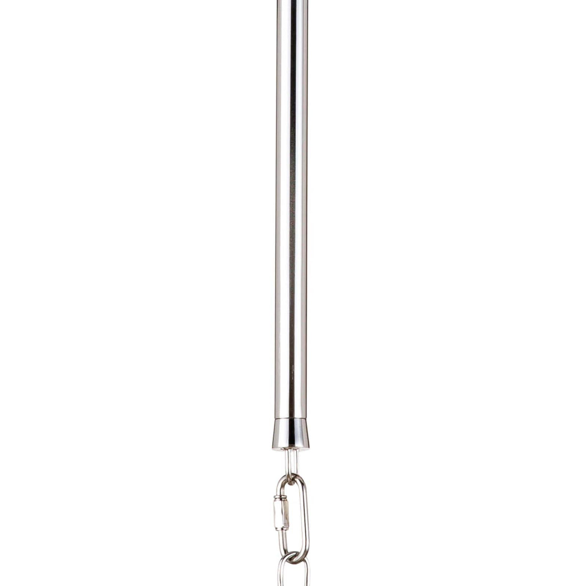 Polished nickel hardware of the Maine ceramic pendant, featuring a sleek rod and carabiner clip.