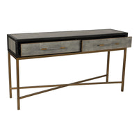 Mako Grey Shagreen & Brass Console Table - Table Top View | Bone & Brass