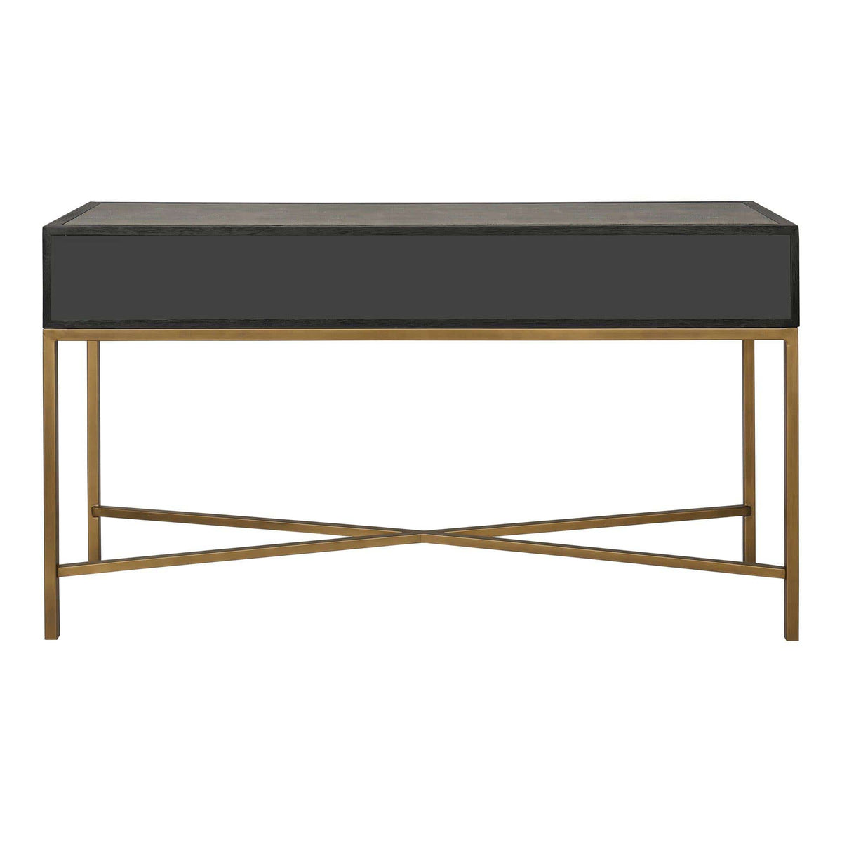 Mako Grey Shagreen & Brass Console Table - Table Detail | Bone & Brass