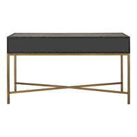 Mako Grey Shagreen & Brass Console Table - Table Detail | Bone & Brass
