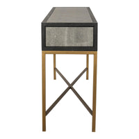 Mako Grey Shagreen & Brass Console Table - Table View | Bone & Brass