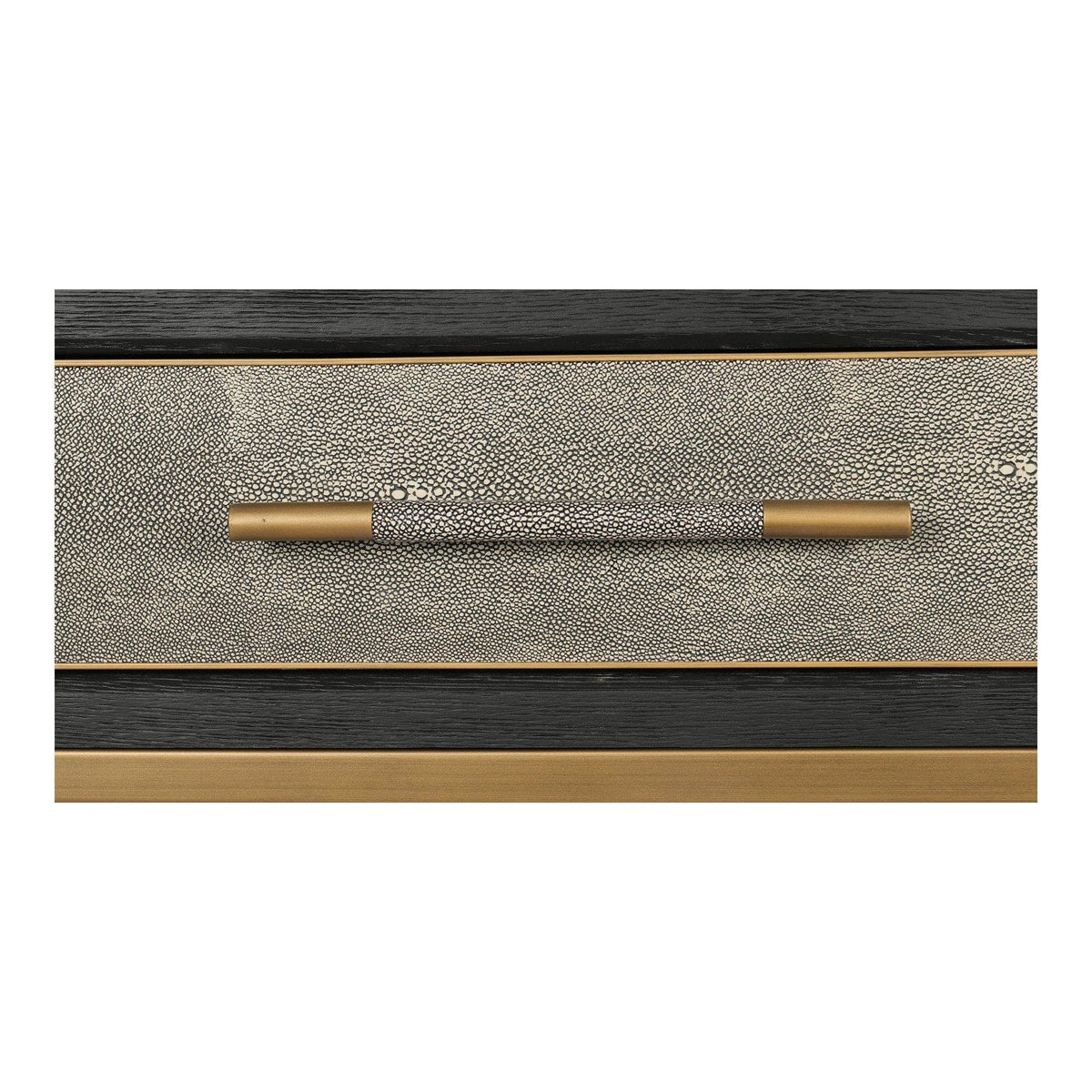 Mako Grey Shagreen & Brass Console Table - Table Side View | Bone & Brass