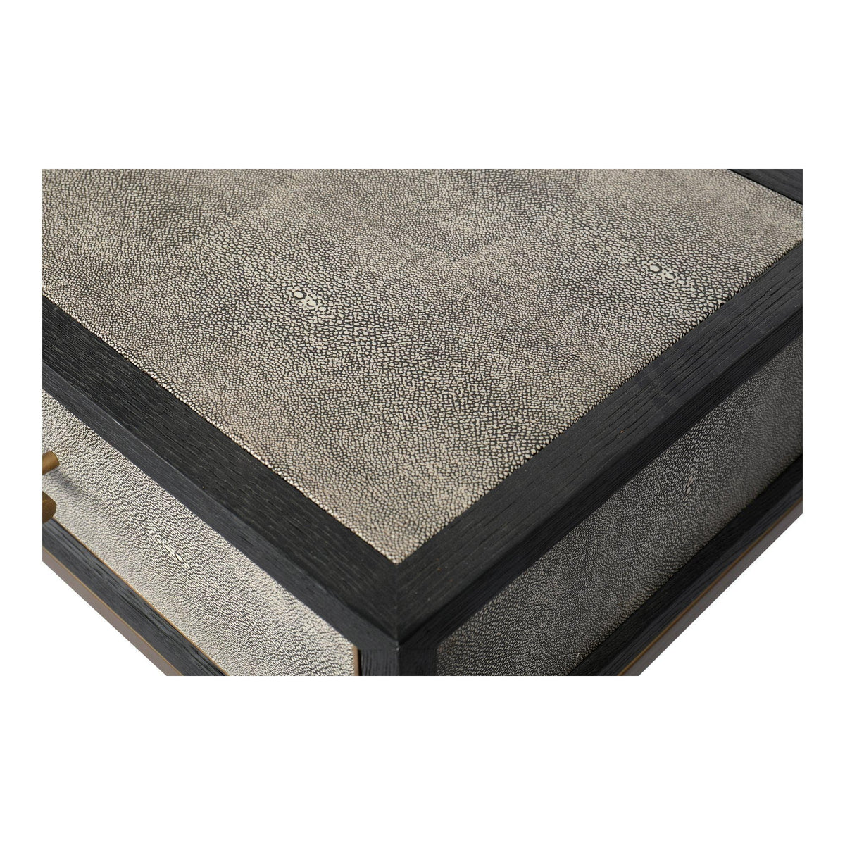 Mako Grey Shagreen & Brass Console Table - Table Top View | Bone & Brass