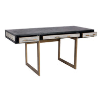 Mako Grey Shagreen & Brass Desk - Desk Side View | Bone & Brass