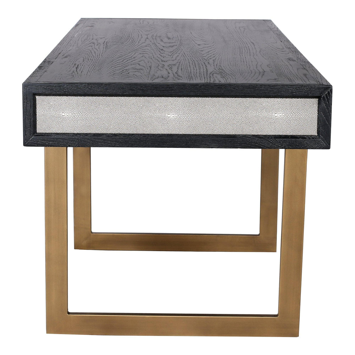 Mako Grey Shagreen & Brass Desk - Desk Surface Detail | Bone & Brass