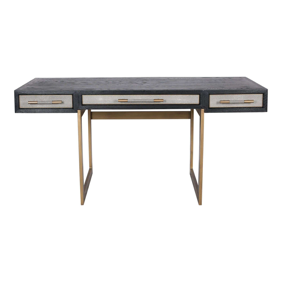 Mako Grey Shagreen & Brass Desk - Desk Leg Detail | Bone & Brass
