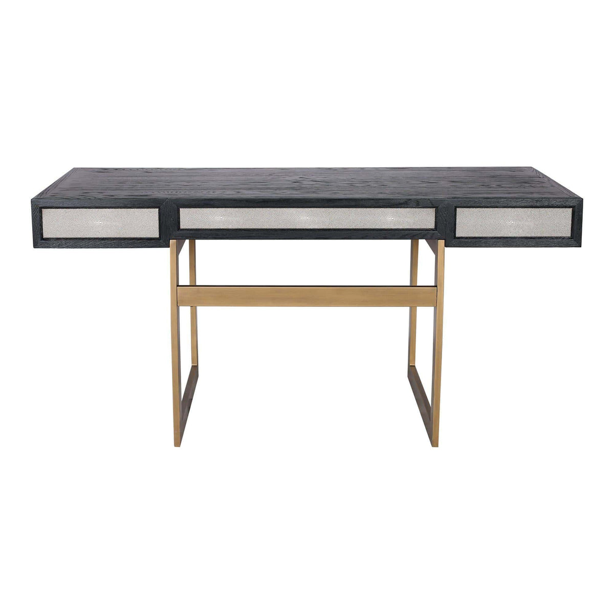 Mako Grey Shagreen & Brass Desk - Desk View | Bone & Brass
