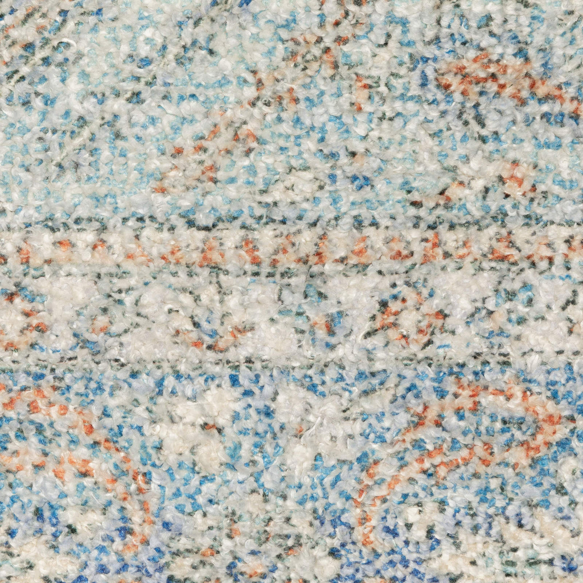 Close-up of a Malabar Blue & Red Traditional Chenille Rug with Persian design and soft texture.