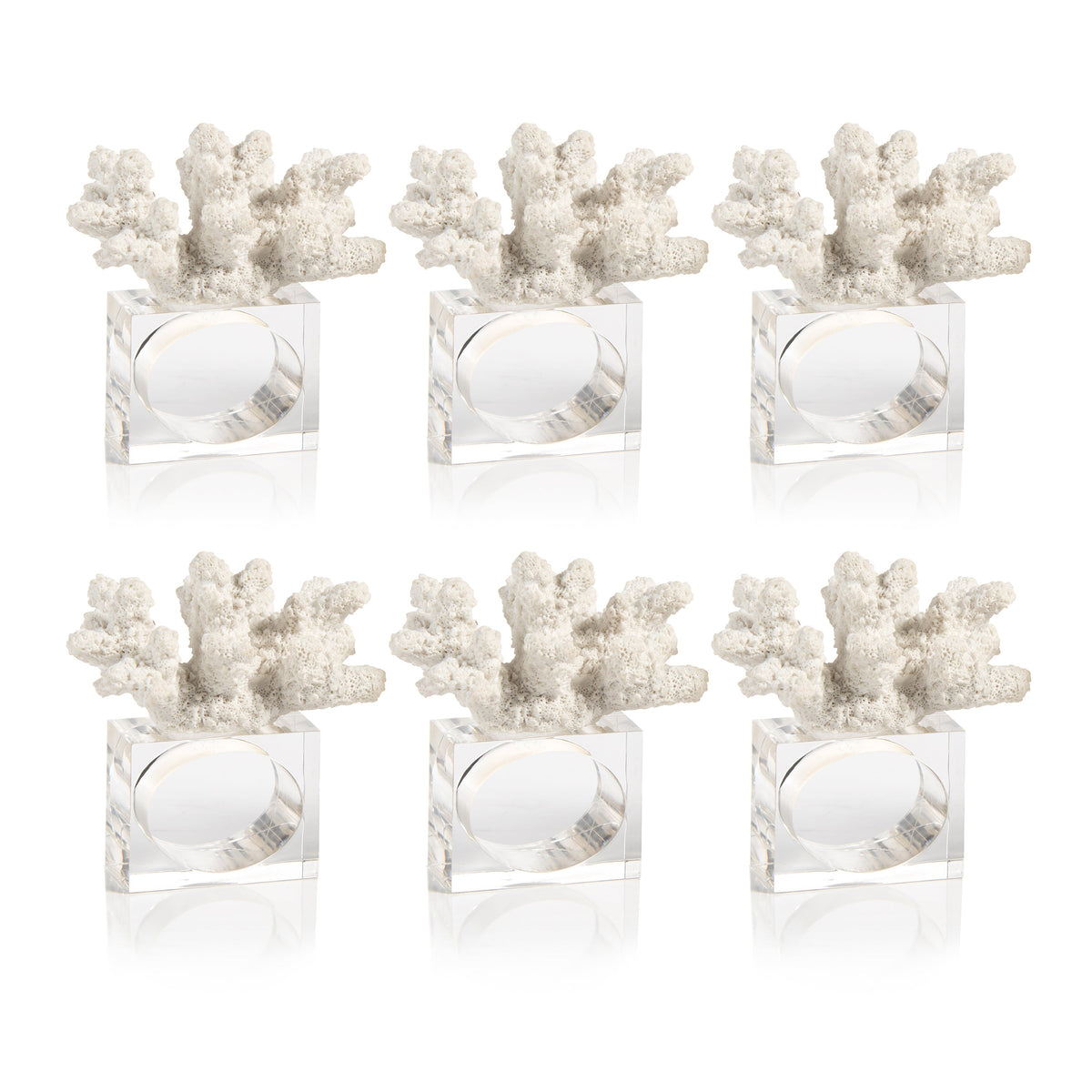 Malia Acrylic & Coral Napkin Rings, Set of 6 - Ring Side View | Bone & Brass
