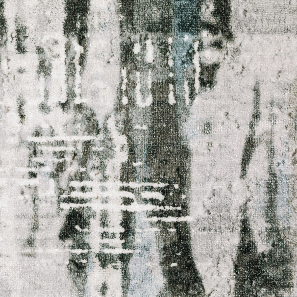 Malibu Grey & Multi Washable Rug, abstract grey, black, and light blue polyester design.