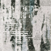 Malibu Grey & Multi Washable Rug, abstract grey, black, and light blue polyester design.