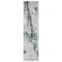 Malibu Grey & Multi Washable Rug with abstract grey and teal design, polyester, non-slip backing.
